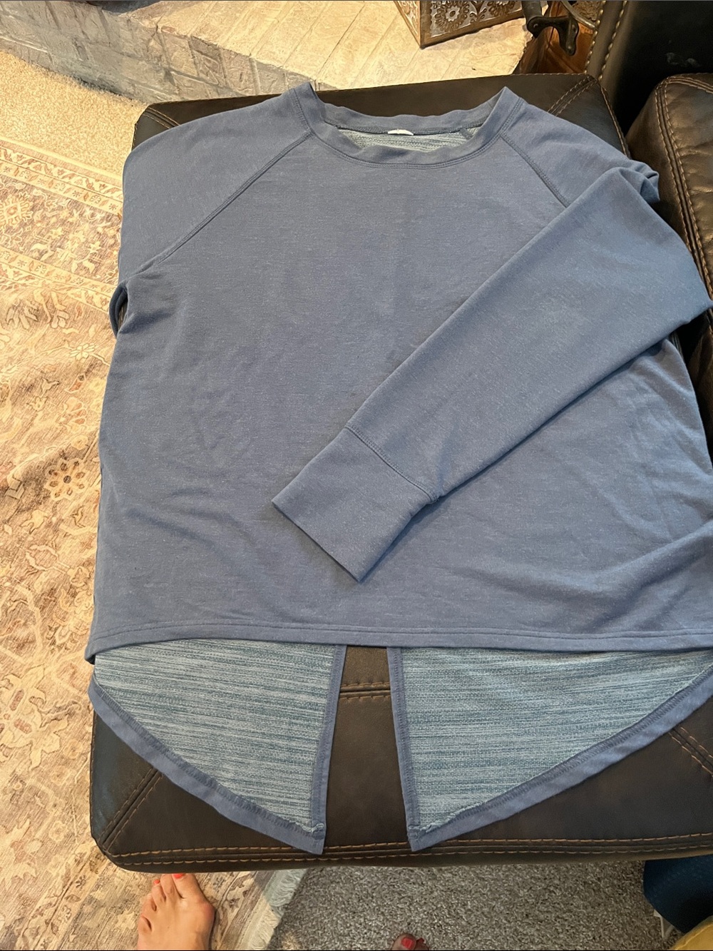 Source Unknown Dusty Blue Layered-Hem Pullover Sweatshirt